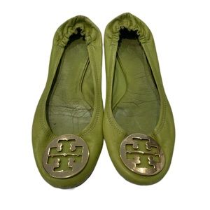 💯 Authentic Tory Burch Lime Green Reva Flats 9